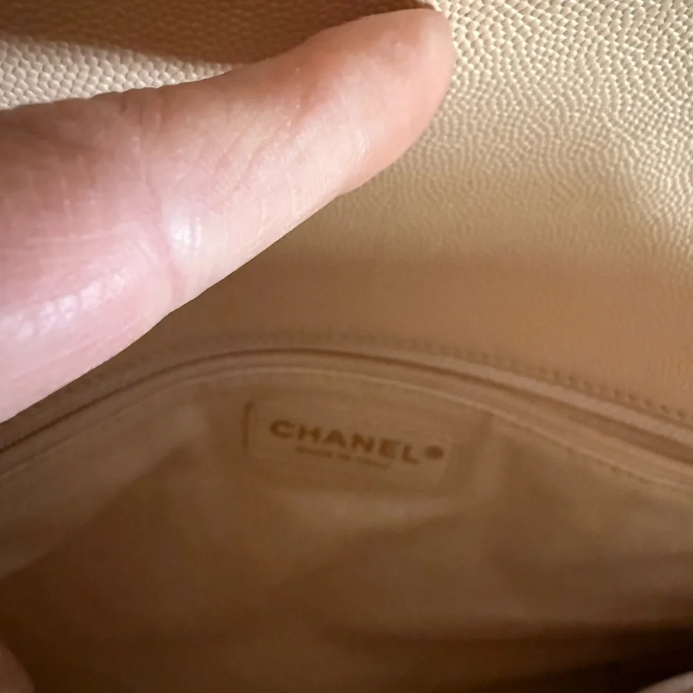 Coco Chanel beige quilted caviar, medium coco top